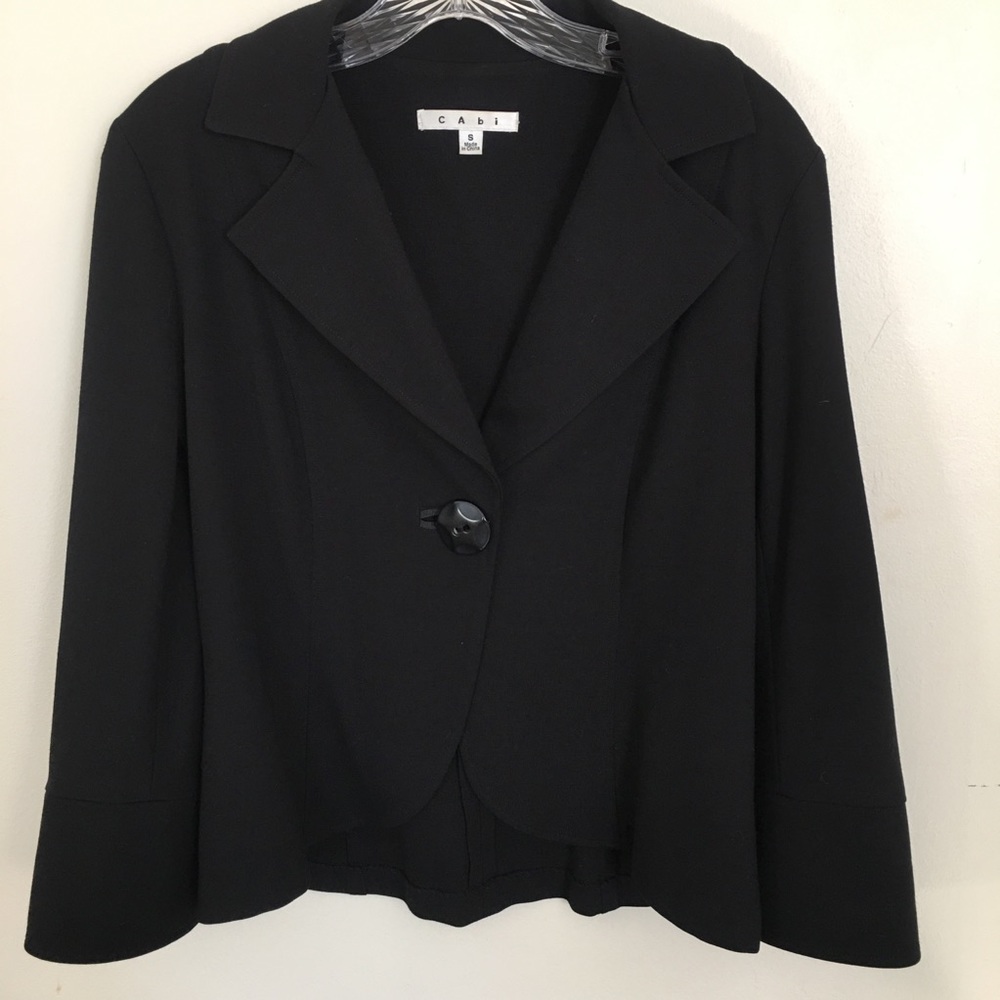 CAbi  Black Blazer Size Small Single Button Front